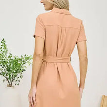 Load image into Gallery viewer, Sienna Collared Button Down Belted Mini Dress
