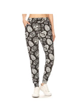 Load image into Gallery viewer, Buttery Soft Black and White Skull Print Joggers with Drawstring
