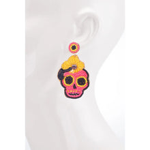 Load image into Gallery viewer, Skull Face Beaded Drop Earrings
