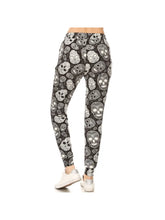 Load image into Gallery viewer, Buttery Soft Black and White Skull Print Joggers with Drawstring
