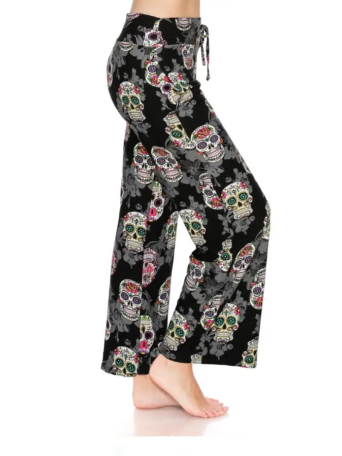 Multicolor Sugar Skull Print Buttery Soft Lounge Pants