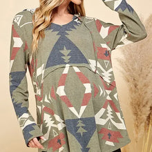 Load image into Gallery viewer, Olive Women Multi Print Hoodie Pullover Sweater Top
