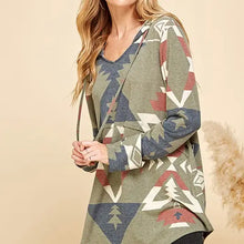 Load image into Gallery viewer, Olive Women Multi Print Hoodie Pullover Sweater Top
