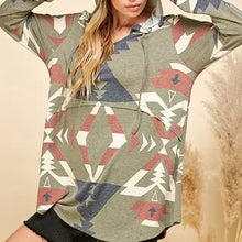 Load image into Gallery viewer, Olive Women Multi Print Hoodie Pullover Sweater Top
