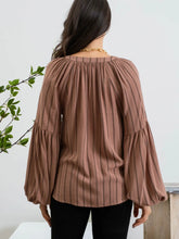 Load image into Gallery viewer, Brown Stripe Peasant Blouse
