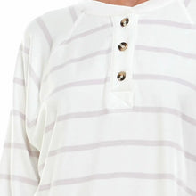 Load image into Gallery viewer, Ivory Oat Striped Long Sleeve Button Shirt
