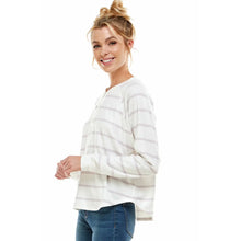 Load image into Gallery viewer, Ivory Oat Striped Long Sleeve Button Shirt
