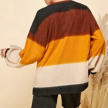 Load image into Gallery viewer, Women Multi Color Stripe Cuffed Loose Fit Sweater
