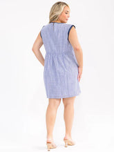 Load image into Gallery viewer, Plus Size Sleeveless V-Neck Multi Print Embroidery Stripes Mini Dress
