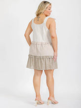 Load image into Gallery viewer, Plus Size Sleeveless Tiered Color Block Stripe Mini Dress
