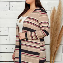 Load image into Gallery viewer, Women&#39;s Striped Multi Colored Draped Cardigan
