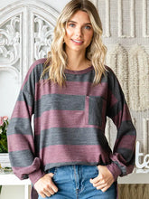 Load image into Gallery viewer, Burgundy and Gray Stripe Sweater
