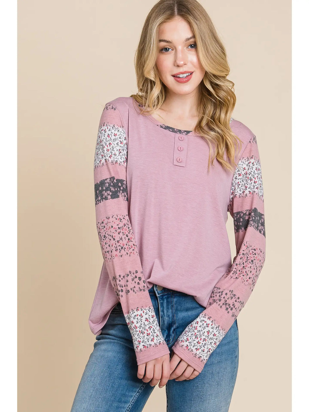 Long Sleeve Stripe Floral Shirt