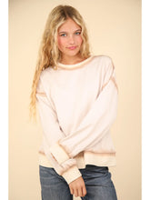 Load image into Gallery viewer, Cream and Taupe Contrast Spray Detail Oversized Sweat Shirt Knit Top
