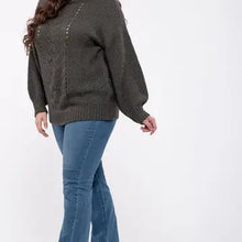 Load image into Gallery viewer, Green Plus Cable Knit Sweater
