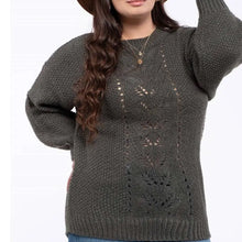 Load image into Gallery viewer, Green Plus Cable Knit Sweater
