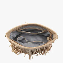 Load image into Gallery viewer, Tan Sadie Suede Fringe Crossbody with Guitar Strap
