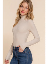 Load image into Gallery viewer, Taupe Long Sleeve Turtle Neck Rayon Rib Bodysuit
