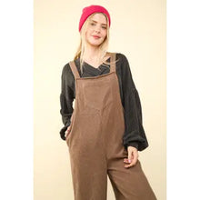 Load image into Gallery viewer, Taupe Soft Corduroy Straight Leg Overall Jumpsuit
