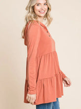 Load image into Gallery viewer, Hooded Shirring Ruffle Long Sleeve Top - Athena&#39;s Fashion Boutique
