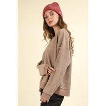 Load image into Gallery viewer, Brown Oversized Soft Textured Knit Sweater
