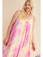 Load image into Gallery viewer, Pink and Yellow Soft Tie-Dye Fabrication Strappy Maxi Dress
