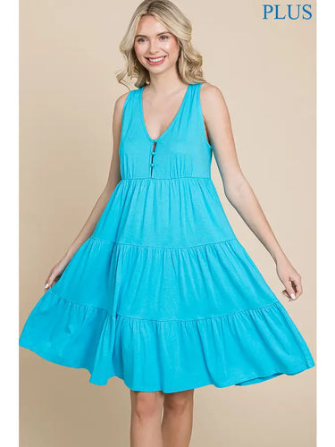 Blue Racer Back Tiered Dress - Athena's Fashion Boutique