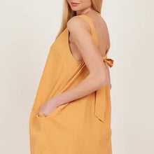 Load image into Gallery viewer, Women&#39;s Open Tie Back One Piece Button Tunic Dress with Pockets
