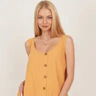 Women's Open Tie Back One Piece Button Tunic Dress with Pockets