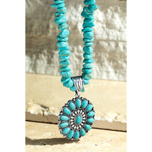 Load image into Gallery viewer, Faux Turquoise Natural Stone Circle Pendant Necklace
