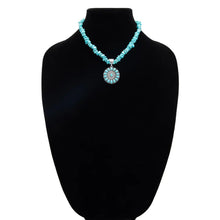 Load image into Gallery viewer, Faux Turquoise Natural Stone Circle Pendant Necklace
