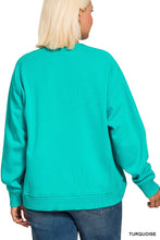 Load image into Gallery viewer, Turquoise Plus Fleece Ribbed Side Raglan Sweatshirt
