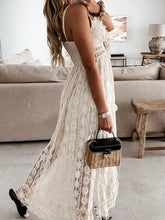 Load image into Gallery viewer, White Lace Bohemian Dress with Tassels

