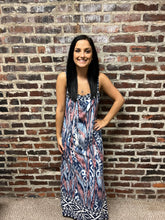Load image into Gallery viewer, Blue Aztec Maxi Dress - Athena&#39;s Fashion Boutique
