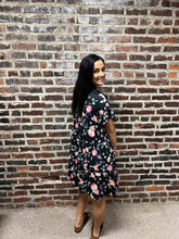 Load image into Gallery viewer, Black Floral Garden Ruffle Dress - Athena&#39;s Fashion Boutique
