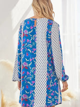 Load image into Gallery viewer, Women&#39;s Blue Pattern Shift Dress with Long Sleeves sizes small to 3xlarge
