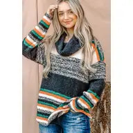 Load image into Gallery viewer, Stripe Loose Fit Turtle Neck Pullover Sweater - Athena&#39;s Fashion Boutique
